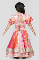 Zardozi Embroidered Top And Zari Thread Work Layered Lehenga With
